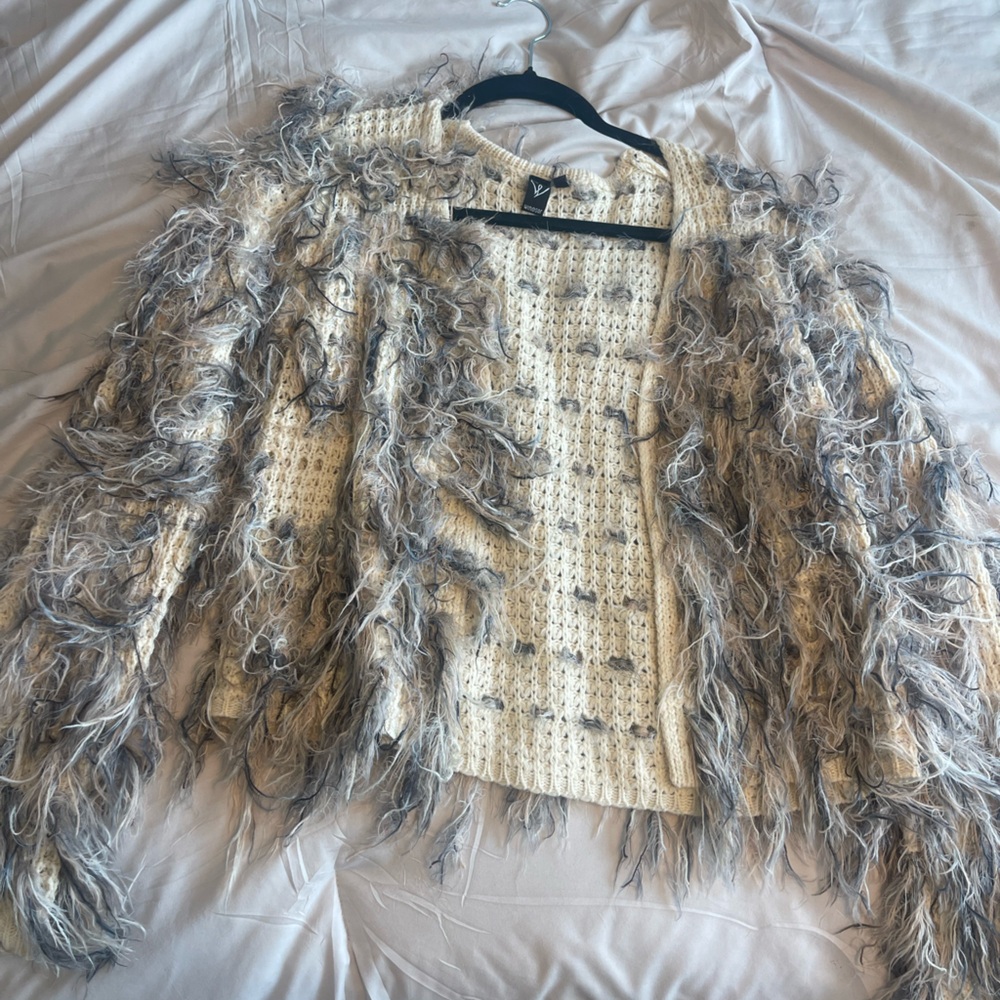 Chic Cream and Gray Women's Sweater